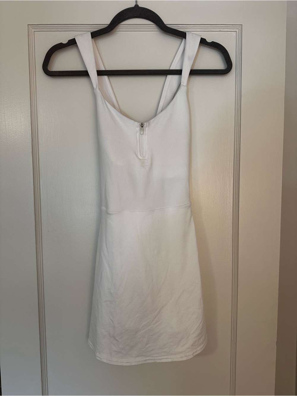 ALO Yoga White Sleeveless Zip Mini Dress